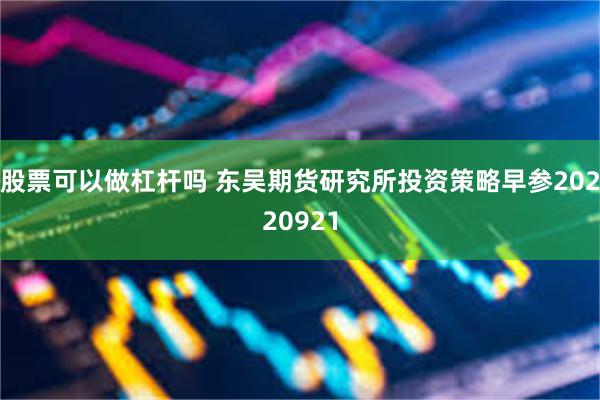 股票可以做杠杆吗 东吴期货研究所投资策略早参20220921