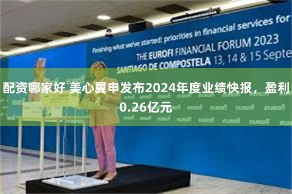 配资哪家好 美心翼申发布2024年度业绩快报，盈利0.26亿元